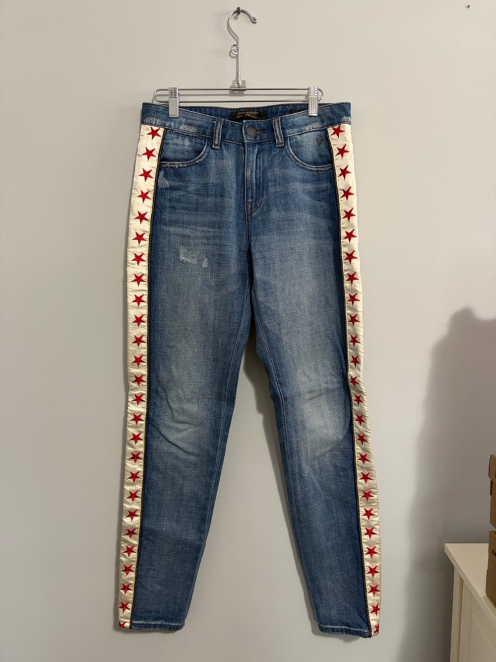 Scotch & Soda Blue Denim Jeans with red and white star design